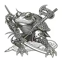 samurai frog attacking with katana sword tattoo design idea