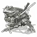 samurai frog attacking with katana sword tattoo design idea