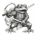 samurai frog attacking with katana sword tattoo design idea