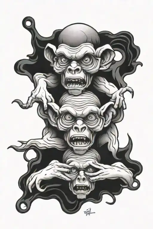speak hear see no evil  tattoo design idea