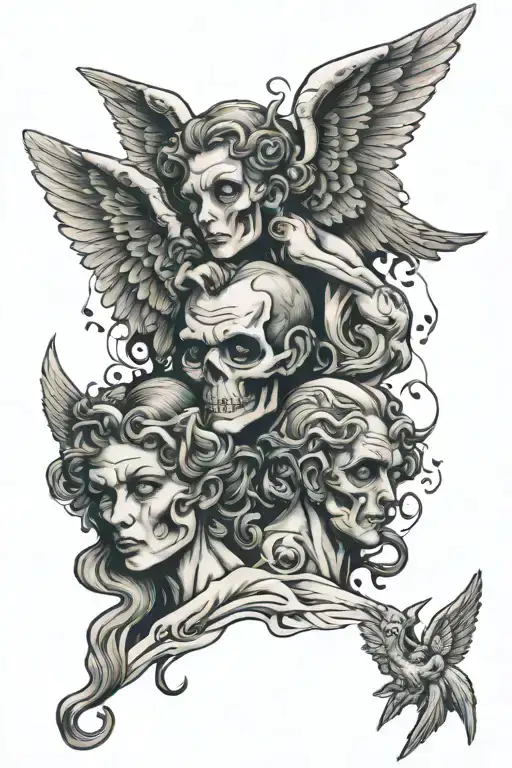 angels speak hear see no evil tattoo design idea
