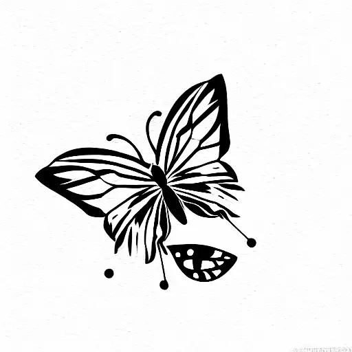 Butterfly dancing with a grain of salt tattoo design idea