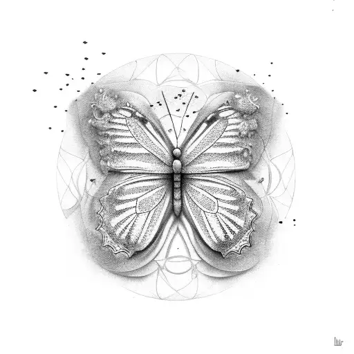 Butterfly dancing with a grain of salt tattoo design idea