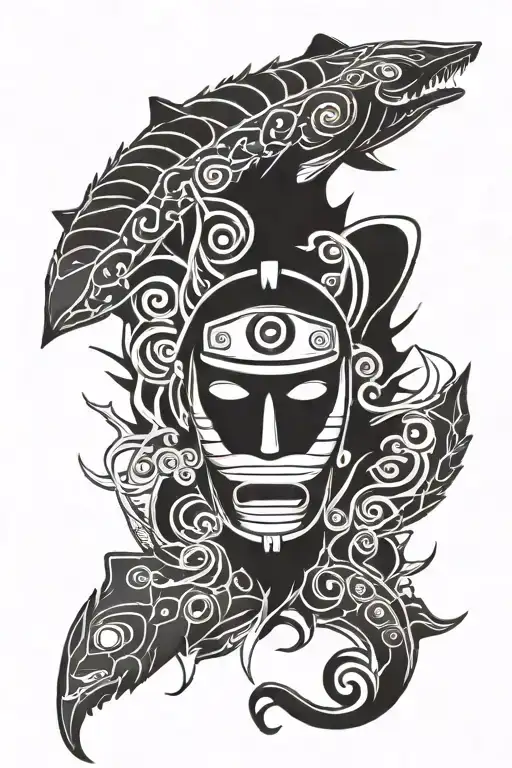 Naruto seal with obitos mask behind it  tattoo design idea