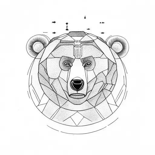 daddy bear with one cub tattoo design idea