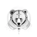 daddy bear with one cub tattoo design idea