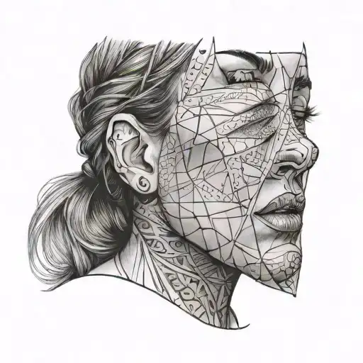 girl with bandages on her mouth tattoo design idea