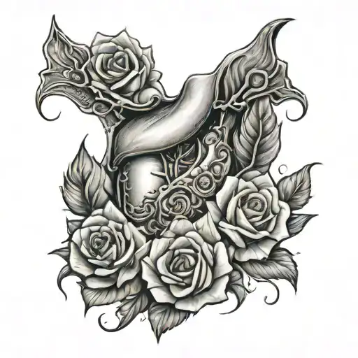 female uterus with roses tattoo design idea