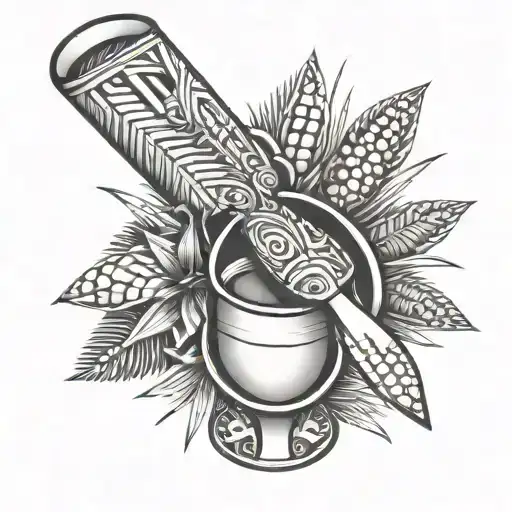 sugar cane mixing spoon with shaker tattoo design idea