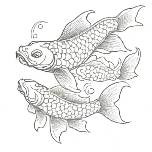 Japanese koi fish swimming in a traditional Japanese garden pond tattoo design idea