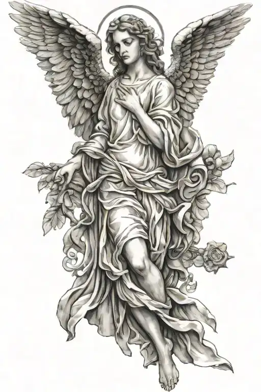 angel than hold in her hand cristian cross tattoo design idea