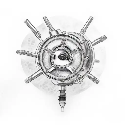 motorcycle engine with spark plugs and gears and Speedo and sprockets tattoo design idea