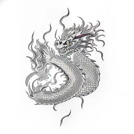 Dragon flames tattoo design idea