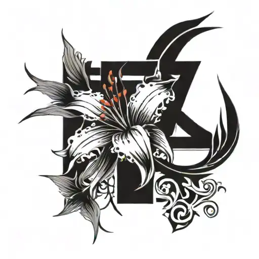 Kaizen Kanji with Red spider lily  tattoo design idea