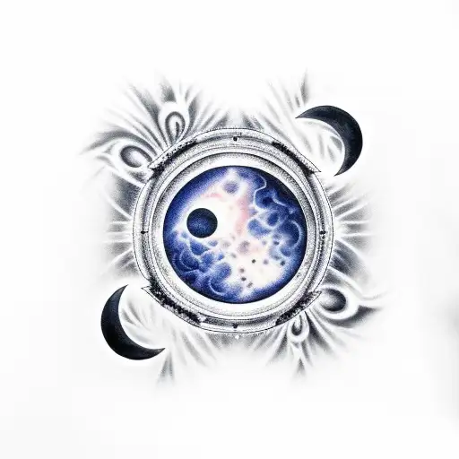 eclipse in night sky tattoo design idea