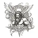 Samson breaking free tattoo design idea