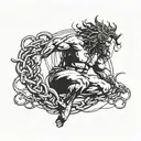 Samson breaking free from chains tattoo design idea