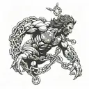 Samson breaking free from chains tattoo design idea