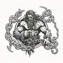 Samson breaking free from chains tattoo design idea