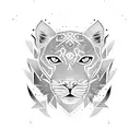 one lined panther head tattoo design idea