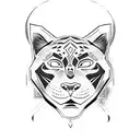 one lined panther head tattoo design idea