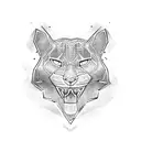 one lined panther head tattoo design idea