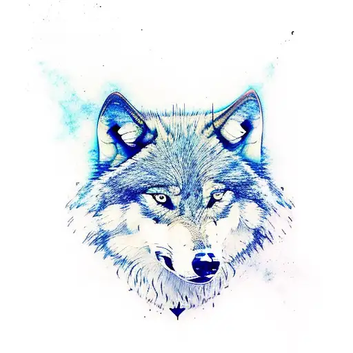 wolf with butterfly tattoo design idea
