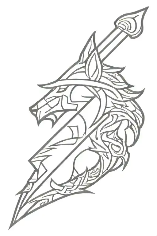 Viking axe fenrir wolf tattoo design idea