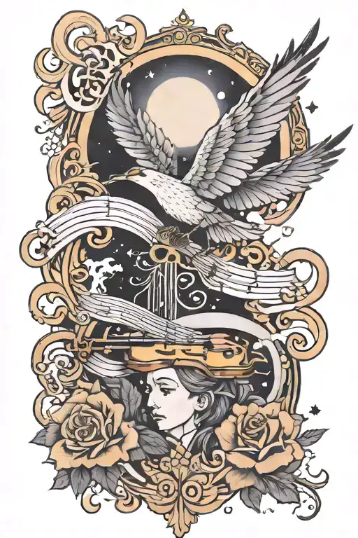 a melody softly soaring through my atmosphere tattoo design idea