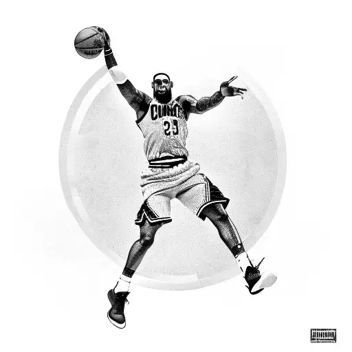 A basketball player Lebron James dunking tattoo design idea