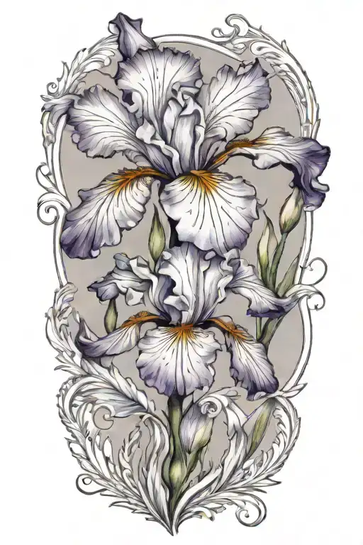 iris flower round tattoo design idea