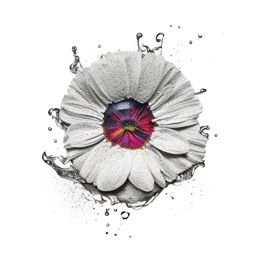 dried flower revived by dripping blood tattoo design idea