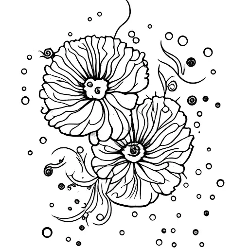 dried flower revived by dripping blood tattoo design idea