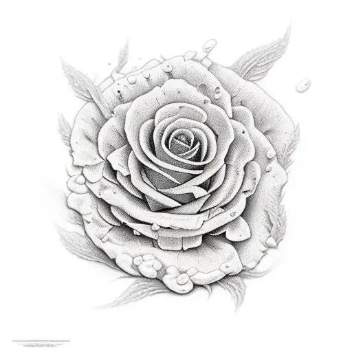 dried flower revived by dripping blood tattoo design idea