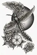 dragonfly moon star crow soaring tattoo design idea