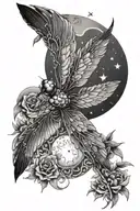 dragonfly moon star crow soaring tattoo design idea
