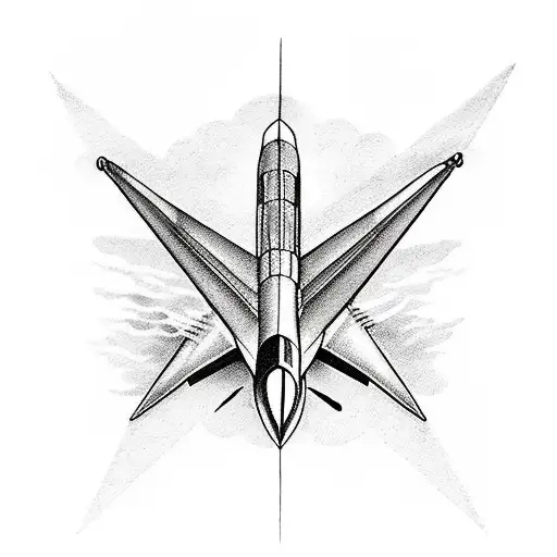 half paper plane half fighter jet  tattoo design idea