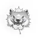 Beaver with Maple leaf tattoo design idea