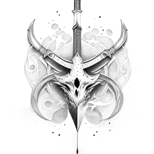 sword down spine tattoo design idea