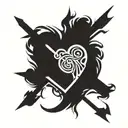 burning heart pierced with arrow tattoo design idea