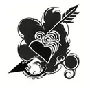 burning heart pierced with arrow tattoo design idea