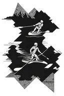 canoe skiing sailing trio tattoo design idea