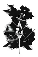 canoe skiing sailing trio tattoo design idea