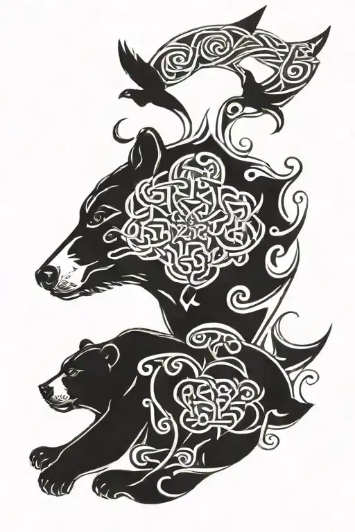 Celtic and Bear and California and Massachusetts tattoo design idea