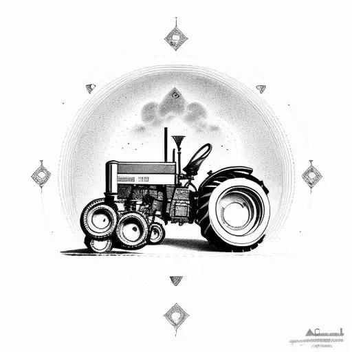 stairs with USA and tractor  tattoo design idea