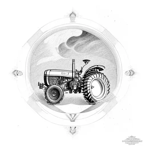 stairs with USA and tractor  tattoo design idea