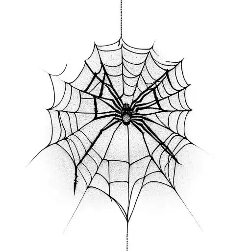 spider hanging web tattoo design idea