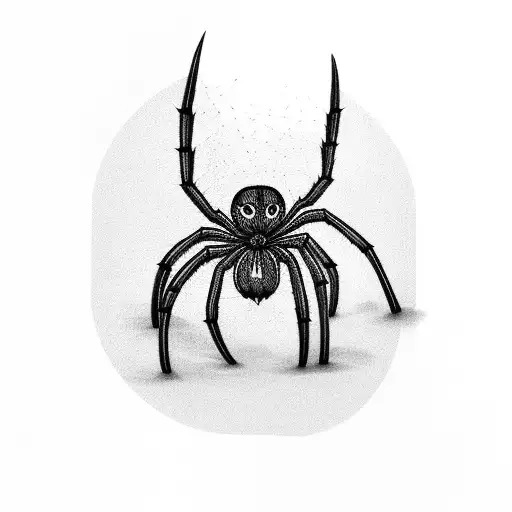 spider hanging from web tattoo design idea