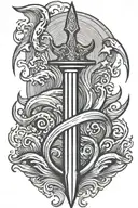 trident with waves tattoo design idea