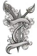 trident with waves tattoo design idea